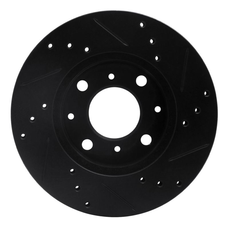 Honda Civic Brake Rotor (1) - Front Left - R1 Concepts - Drilled & Slotted - Black - `90-`00